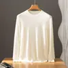 Suéter de Cachemir 100% de Punto Fino de Terciopelo Bai Cai, Capa Base de Cuello Redondo para Hombre, Nuevo Suéter de Punto Hueco Otoño/Invierno, Diseño Simple