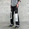 Jeans de Calle Estilo Americano para Hombre Casual Pantalones con Puntadas Negras y Blancas Diseño de Nicho Pantalones Rotos Casual Rectos