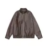 Jaqueta de Couro Retro Explorer para Homens, Novo Estilo Outono, Gola Alta, Fashion, Simples e Estilosa, Para o Dia a Dia, Couro PU