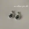 Pendientes de Plata de Ley S925 Ounihan con Cara Sonriente Incrustada de Diamantes para Mujer Diseño de Nicho Simples Versátiles Pendientes de Alta Gama