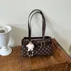 Bolsa de camurça retrô estilosa para mulheres, nova coleção 2026, bolsa de ombro para o dia a dia, bolsa tote estampada da moda outono/inverno