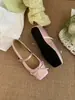 Sapatos Mary Jane de bico quadrado com laço doce francês de cetim, salto oculto de 3 cm, decote baixo, para vestidos, sapatos de noite