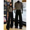 Calça Comprida Streetwear Slim Preta Cool Faca Curva High Street Tendência Caimento Versátil Cleanfit Casual Levemente Flare Calça Social