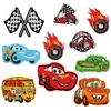 Pegatinas de Tela Bordadas de Coches para Planchar Autobús Camión Bolsas Ropa Decoración Parches Pegatinas Pegatinas de Bandera Blanco y Negro