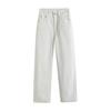 81030-24 Outono Novo Estilo Europeu e Americano Fino Veludo Fundo Raspado Branco Perna Larga Calça Jeans Casual Reta
