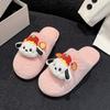 Pantuflas Mao Mao con diseño de perro Parchal de dibujos animados para mujer, pantuflas Baotou antideslizantes de fondo grueso con forro polar, pantuflas cálidas de algodón con diseño de luna