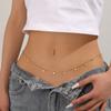 Acero Inoxidable Europeo y Americano Verano Hoja Redonda Clip de Serpiente Cadena de Cintura con Cuentas Joyería Apilada Color Acero de Titanio Estrella de Diamante Luna Cadena de Cintura Accesorios de Cintura para Mujeres