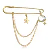 Joyería transfronteriza europea y americana tendencia hip-hop broche de borla de estrella de cinco puntas liso moda para mujer nuevo pasador accesorios para ropa
