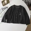 Cárdigan de punto estilo coreano con estampado de lunares y leopardo para niñas, adecuado para niños pequeños y medianos, una prenda exterior versátil para otoño, una chaqueta de estilo retro para bebés niñas.