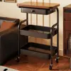 Carrito Pequeño Estante de Almacenamiento Sala de Estar Mesa Lateral Móvil para Sofá Estante de Almacenamiento de Piso para el Hogar Snack Estante de Almacenamiento Multifuncional