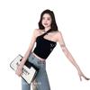 Estilo Dulce y Lindo Hombro Irregular Oblicuo Colgante del Clavícula Espalda Hermosa Ropa Interior Ropa Exterior con Almohadilla en el Pecho Sexy Tirante de Ombligo