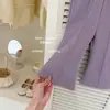 [Le'en Baby] ¡Caramelo Arcoíris! Diseño original para niñas: un conjunto de top morado de lunares de dos piezas y pantalones morados acampanados