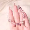 Pulseira Transfronteiriça, Simples e Versátil, Pulseira de Cristal Rosa Suave, Pulseira de Cristal de Pelo de Coelho Rosa Mo-Roxo Natural, Joia de Temperamento