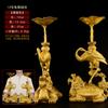 Enfeites Suporte de Vela de Cobre, um Par de Suportes de Vela de Cobre Vintage Estilo Chinês Lótus Tartaruga Garça Dragão para Uso Doméstico, Tamanho Grande