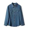 Camisa de mezclilla texturizada, colección primavera 2026, nueva y elegante camisa cárdigan para mujer, prenda exterior fina azul de moda