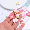 Flor de Melocotón Flor de Cerezo Crema Adhesiva Funda de Teléfono Bolsa de Materiales para DIY Papelería Hecha a Mano Caja de Papelería Accesorios para el Cabello Accesorios de Resina