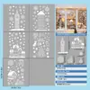 Decoraciones Blancas de Navidad Pegatinas Electrostáticas para Puertas de Vidrio Ventanas Casa Edificio Luces de Árbol Bolas Arreglo de Ambiente