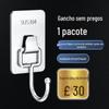 Gancho sem perfuração forte capacidade de carga gancho único banheiro sala de estar cozinha porta parede pendurar gancho pesado aço inoxidável