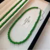 Colar de Contas de Calcedônia Verde Meida Corrente de Cauda em Prata Esterlina S925 Nova Chinoiserie Luxo Acessível Corrente de Clavícula de Nicho Novo Estilo 2024