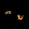 Brincos Vintage Gato e Peixe Gatinho e Peixe Clipe de Orelha Sem Furo 2025 Novo Estilo