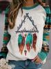 2024 Nuevo Otoño Suéter Casual Holgado de Cuello Redondo para Mujer Exportación Transfronteriza Retro Tribal Estampado Digital Mangas Largas