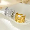 Venta Caliente Europea y Americana Estilo Retro Anillo de Onda Sonora de Barra Larga Geométrica de Acero de Titanio Acero Inoxidable Simple Anillo de Dedo