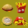 Estoque Disponível Chapéu Criativo de Desenho Animado Fofo de Hambúrguer Suéter Engraçado de Batatas Fritas Chapéu de Festa Fantasia Engraçada Chapéu Atacado