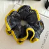 ¡Cedro Esponjoso! Lazo para el Cabello de Encaje con Hilo Color-Bloqueado y Diseño Único, Scrunchie de Doble Capa para Realzar el Volumen del Cabello, Cuerda para el Cabello, Flor para el Cabello