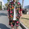 Traje de verano 2024 flor grande noreste hebilla de pareja nueva camisa china manga corta pantalones de playa suministro especial transfronterizo
