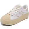 Sapatos brancos pequenos com cabeça de concha 2023 primavera novos sapatos esportivos de sola grossa femininos nicho original couro sapatos brancos pequenos