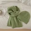 Bufanda gorro de punto de mezcla de lana estilo coreano perezoso para mujer, juego de color sólido versátil suave pegajoso engrosado cálido para el cuello