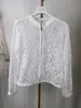 Nueva chaqueta de encaje con retazos y cuello alto estilo francés para otoño e invierno, cárdigan transparente con protección solar estilo europeo y americano, prenda exterior fina con diseño calado