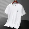 Camiseta de Algodón Merceizado de Manga Corta de Verano para Hombres de Mediana Edad y Papás Camiseta Básica de Cuello Redondo de Verano Tops Casuales de Media Manga
