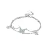 Pulseira de Corrente Dupla com Borboleta Incrustada em Pedra de Cobre Branco Mais Vendida Atravessando Fronteiras, Nicho e Versátil com um Toque de Luxo, Presente para Família e Amigos, Mulheres