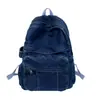 Mochila de Mezclilla Lavada Estilo Perezoso Ins Japonés para Mujer, Color Sólido Simple, Versátil, Mochila Estudiantil Escolar Estilo Harajuku