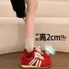 Zapatillas de Entrenamiento Rojas Alemanas para Mujer, Nuevos Zapatos Retro Populares de Suela Gruesa A-Gan Verano 2026, Zapatos Casuales Versátiles de Cuero Genuino con Suela Blanda