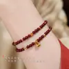 Tienda de Fábrica Auténtico Pulsera Natural de Cinabrio con Amuleto Atractor de Fortuna, Lujo Ligero Nicho Exquisito Modelo Poco Popular Disponible para Mayorista