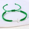 Pulsera tejida roja hecha a mano popular de Amazon para hombres y mujeres, pulsera de pareja con cruz de acero inoxidable transfronteriza europea y americana