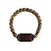 Sandalo DIY feito à mão criativo estilo étnico sândalo verde Jacarandá rosário com contas de Buda marca Ping An Fu pulseira masculina e feminina