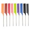 Fábrica de Amazon en stock peine de plástico de fibra de carbono antiestático con punta de aguja de acero peine para el cabello al por mayor