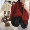 Suéter de niña Ningli, primavera y otoño, nuevo jersey de punto con nudo rojo para bebé, ropa de moda para niños, tendencia linda