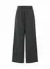 0430 Pantalones casuales de otoño e invierno para el trabajo, cintura elástica, pierna estrecha y ancha, tiro alto, adelgazantes, con caída, rectos, hasta el suelo