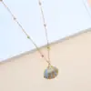 Colar de Concha Natural com Corrente de Aço Inoxidável, Pingente de Concha Estilo Boho Praia com Bordas Douradas Eletrodepositadas, Item Quente Transfronteiriço