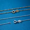 Accesorios de perlas de plata de ley S925, collar hecho a mano para DIY de 18K, accesorios de cadena brillantes, joyería, joyería de plata, cadena de cuentas redondas, color dorado