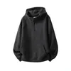 Sudadera con capucha de manga raglán, cuello alto y media cremallera para hombre, nuevo estilo de otoño, chaqueta para hombre estilo retro americano de punto artificial