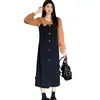 Vestido vintage de retalhos color block com gola virada e botões, manga longa, plus size, para mulheres, outono, vestido longo evasê, atacado transfronteiriço