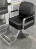 Silla de salón de peluquería para cortar, rizar y peinar, diseño popular, estilo guerrero negro, altura ajustable, giratoria y reclinable, adecuada para barberías