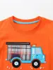 Traje de niño de estilo europeo y americano, ropa de verano nueva para niños, traje de dos piezas con bordado de coche de dibujos animados, cuello redondo y manga corta, distribución