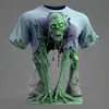Roupa Esportiva Casual de Futebol Transfronteiriça Zombie Manga Curta Impressão 3D Masculina Gola Redonda Manga Curta