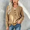 Estilo Europeo Estación Independiente Camisa de Punto Abotonada Suéter Holgado de Manga Larga Color Sólido para Mujer Otoño Invierno Nuevo Top Casual